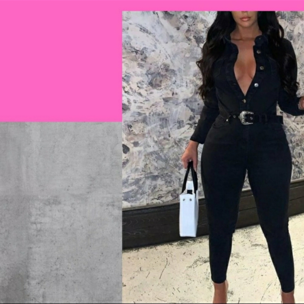 Black Denim Jumpsuit